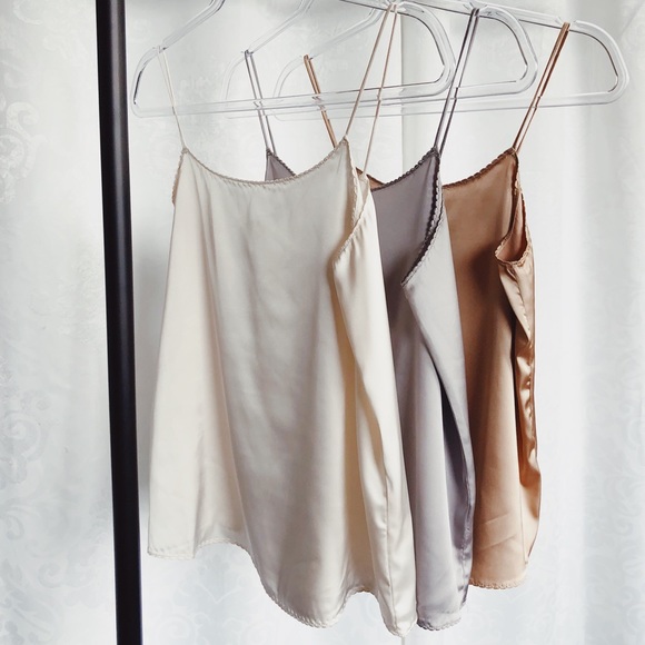 Last 1✨🆕Zooey Taupe Satin Cami Tank Top - Picture 7 of 8